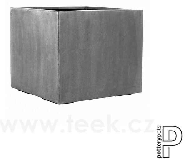Pottery Pots Venkovní květináč čtvercový Jumbo M, Grey (barva šedá), kolekce Natural, kompozit Fiberstone, d 70 cm x š 70 cm x v 62 cm, objem cca 294 l