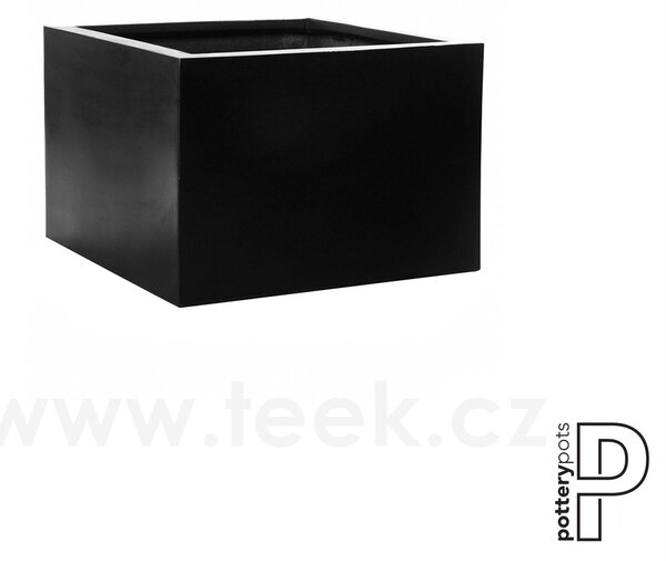 Pottery Pots Venkovní květináč čtvercový Jumbo middle high M, Black (barva černá), kolekce Natural, kompozit Fiberstone, d 70 cm x š 70 cm x v 53 cm, objem cca 235 l