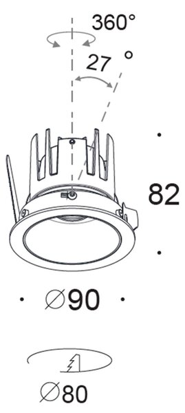 Omnia LED zápustné nastavitelné svítidlo Ra>90 12W - Ø82mmČerná3000K