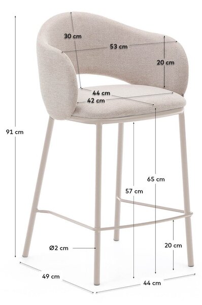 Krémová barová židle (výška sedáku 65 cm) Maina – Kave Home