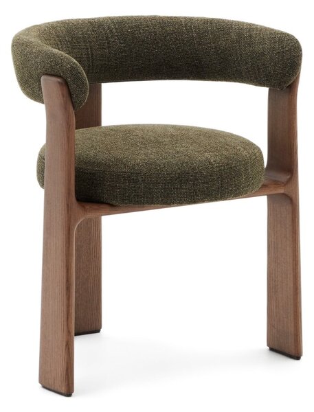 Khaki/hnědé jídelní křeslo s područkami z jasanového dřeva Granite – Kave Home