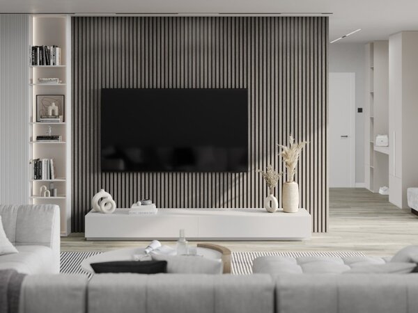 Mexen Lam-B, akustické stěnové lamely 275 × 30 cm, HDF deska 4 mm, technická dýha, dub stříbřitý, S100-275307-3015-007