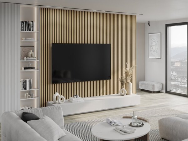 Mexen Lam-B, akustické stěnové lamely 275 × 30 cm, HDF deska 4 mm, technická dýha, dub zlatavý, 275307-3015-003