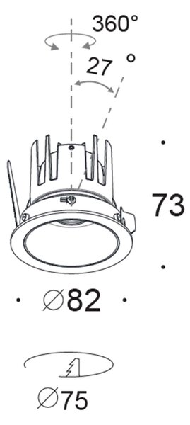 Omnia LED zápustné nastavitelné svítidlo Ra>90 12W - Ø82mmČerná3000K
