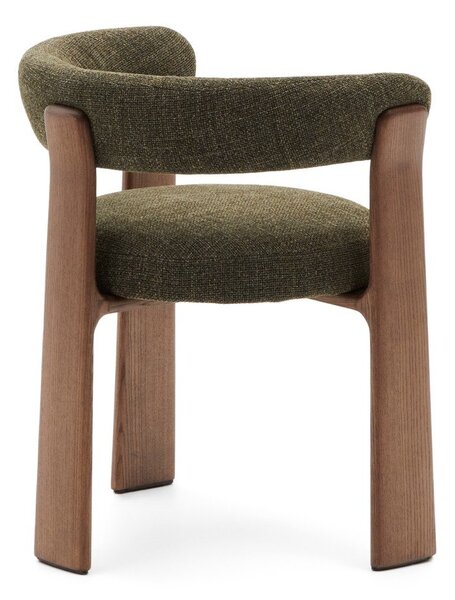 Khaki/hnědé jídelní křeslo s područkami z jasanového dřeva Granite – Kave Home
