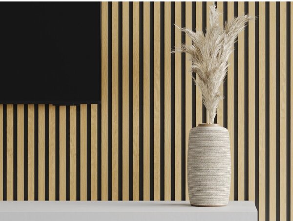 Mexen Lam-B, akustické stěnové lamely 275 × 30 cm, HDF deska 4 mm, technická dýha, dub zlatavý, 275307-3015-003