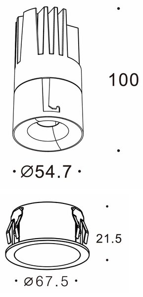 Vortex L LED zápustné svítidlo Ra>90 Černá3000KON/OFF