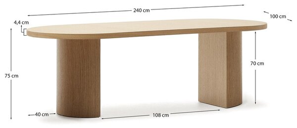 Jídelní stůl v dekoru dubu 100x240 cm Nealy – Kave Home