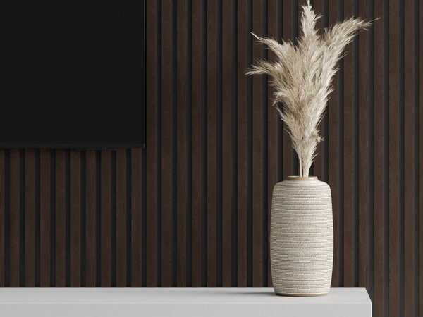 Mexen Lam-B, akustické stěnové lamely 275 × 30 cm, HDF deska 4 mm, technická dýha, eben hnědý, S100-275307-3015-022