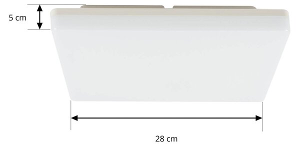 PRIOS Artin LED stropní svítidlo, senzor, hranaté, 28 cm, Bílá / opál, Koupelna, Plast, Moderní