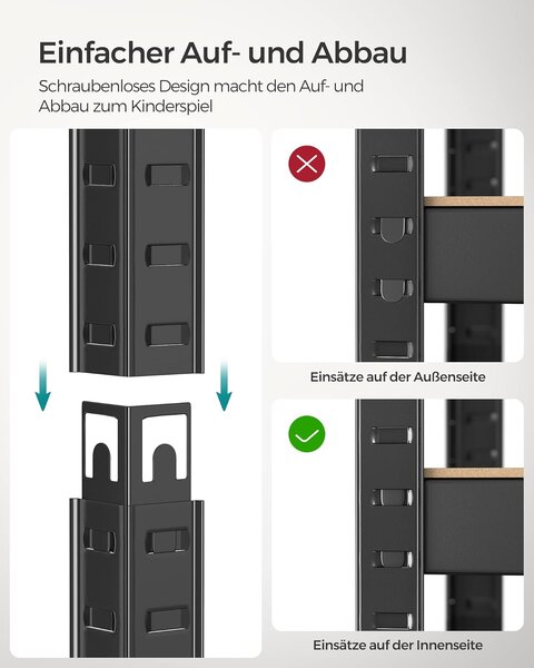 SONGMICS Dvoudílný regálový systém pro vysoké zatížení 80 x 160 x 40 cm nosnost 520 kg na polici černý