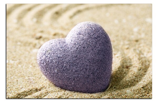 Obraz na plátně - Kámen ve tvaru srdce na písku 1161A (60x40 cm)