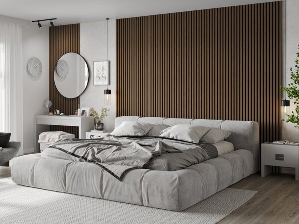 Mexen Lam-F, akustické stěnové lamely 275 × 30 cm, plstěný podklad 8 mm, technická dýha, ořech espresso, S105-275307-3015-019