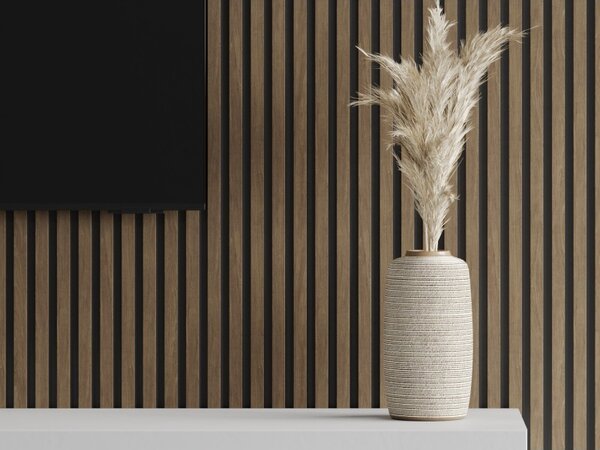 Mexen Lam-B, akustické stěnové lamely 275 × 30 cm, HDF deska 4 mm, technická dýha, ořech kakaový, S100-275307-3015-018