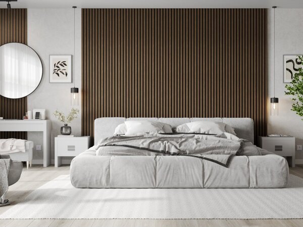 Mexen Lam-F, akustické stěnové lamely 275 × 30 cm, plstěný podklad 8 mm, technická dýha, ořech espresso, S105-275307-3015-019