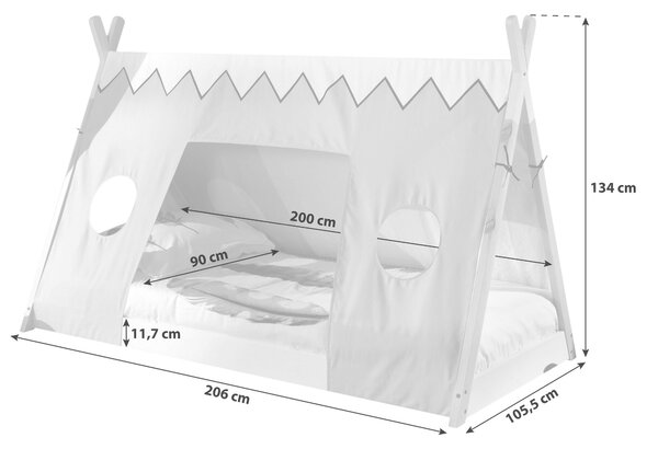 DĚTSKÁ POSTEL SE STŘÍŠKOU, 90/200 cm přírodní barvy, bílá MID.YOU - Dětské postele, Online Only