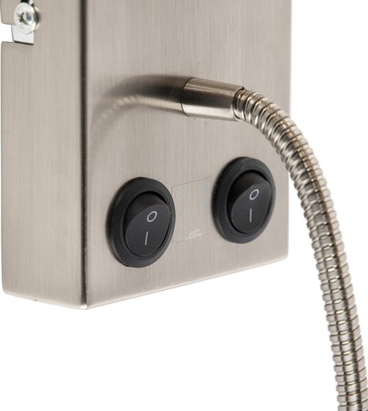 Moderní nástěnná lampa ocel s šedým bavlněným stínítkem - Stacca