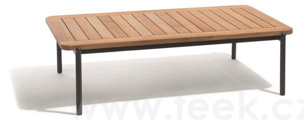 Diphano Konferenční stolek Omer, Diphano, obdélníkový 120x75x34 cm, rám hliník barva šedočerná (lava), deska teak