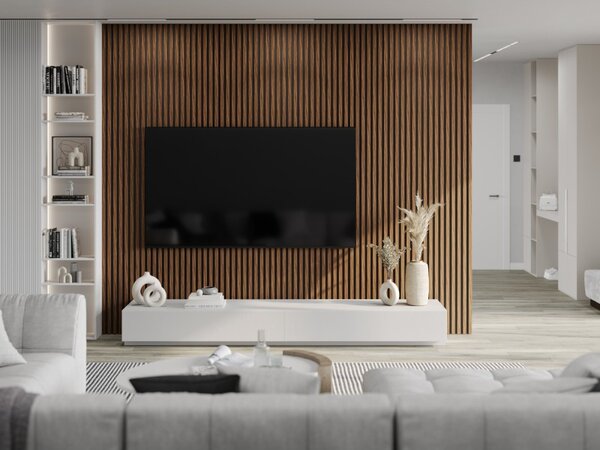 Mexen Lam-B, akustické stěnové lamely 275 × 30 cm, HDF deska 4 mm, technická dýha, mahagon rubínový, S100-275307-3015-013