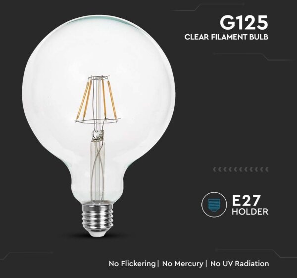 LED Žárovka FILAMENT G125 E27/6W/230V 3000K