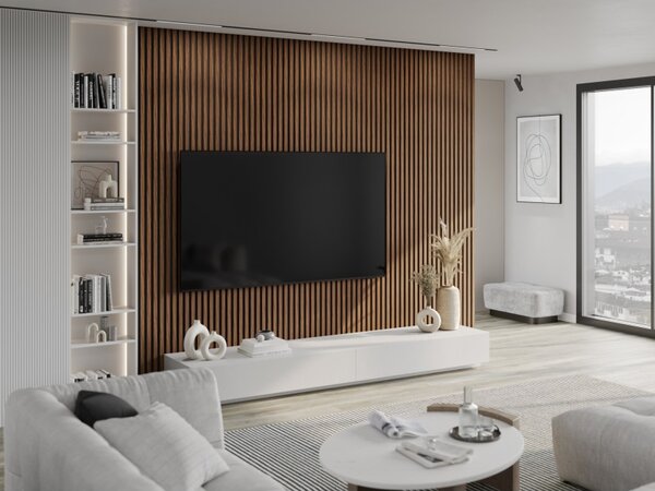 Mexen Lam-B, akustické stěnové lamely 275 × 30 cm, HDF deska 4 mm, technická dýha, mahagon rubínový, S100-275307-3015-013