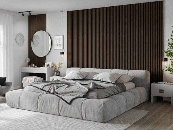Mexen Lam-F, akustické stěnové lamely 275 × 30 cm, plstěný podklad 8 mm, technická dýha, ořech pálený, S105-275307-3015-024