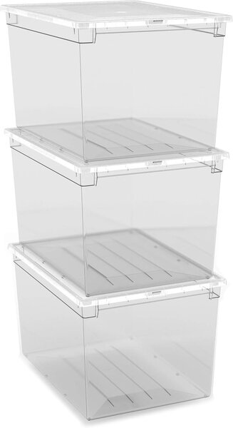 ADEO Úložný box s víkem, transparentní, na ložní prádlo TERRY 52l - 38 x 52 x 31 cm