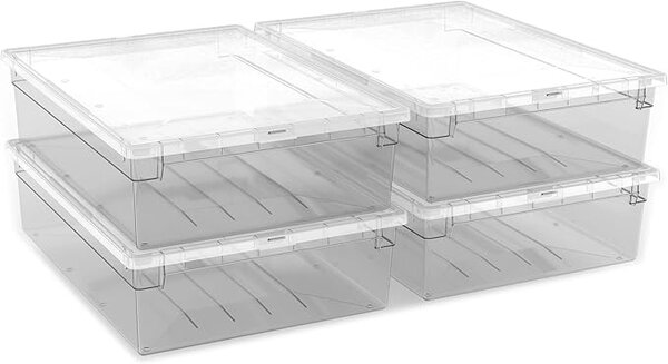 ADEO Úložný box s víkem, transparentní, na ložní prádlo TERRY 22l - 38 x 52 x 14 cm