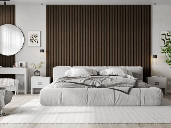 Mexen Lam-F, akustické stěnové lamely 275 × 30 cm, plstěný podklad 8 mm, technická dýha, ořech pálený, S105-275307-3015-024