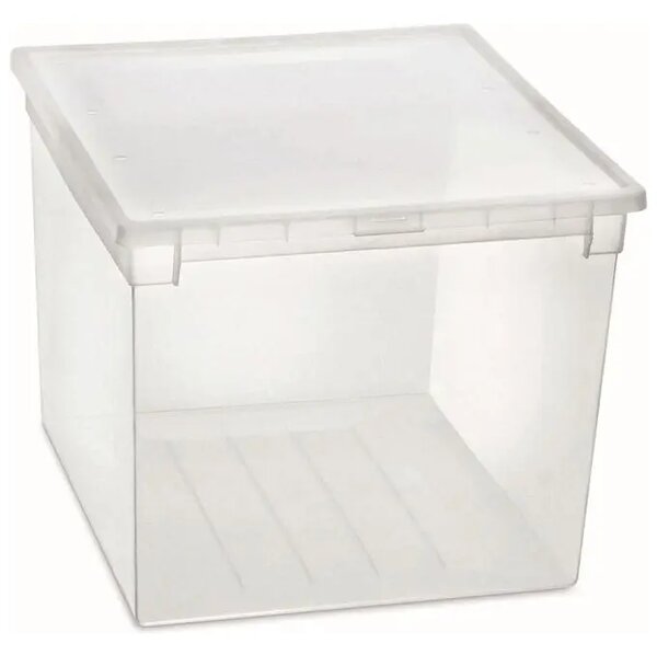 ADEO Úložný box s víkem, transparentní, na ložní prádlo TERRY 52l - 38 x 52 x 31 cm