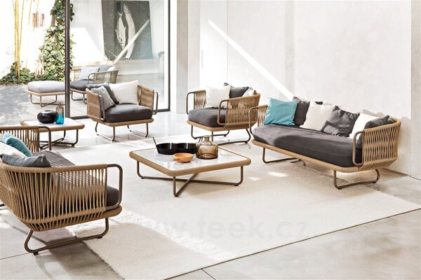 Varaschin 3-místná pohovka/sofa Babylon, Varaschin, 227x88x72 cm, rám hliník, výplet lanko, sedáky venkovní látka kat. B barva dle vzorníku