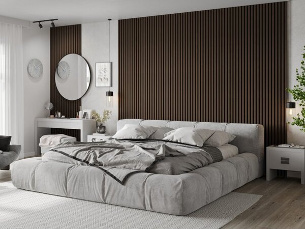 Mexen Lam-F, akustické stěnové lamely 275 × 30 cm, plstěný podklad 8 mm, technická dýha, ořech palisandrový, S105-275307-3015-021