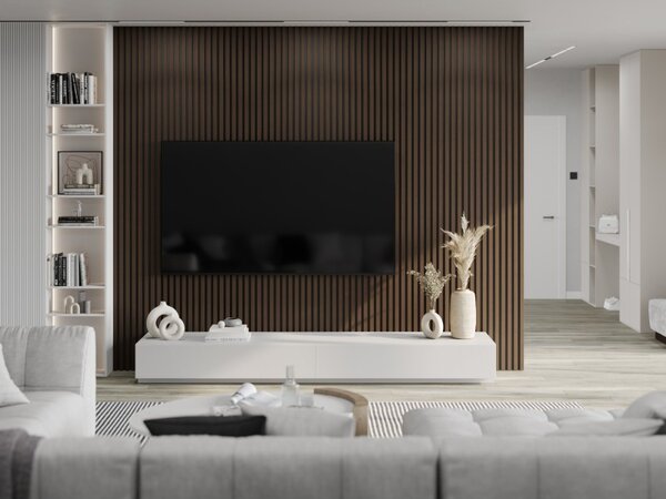 Mexen Lam-B, akustické stěnové lamely 275 × 30 cm, HDF deska 4 mm, technická dýha, ořech palisandrový, S100-275307-3015-021