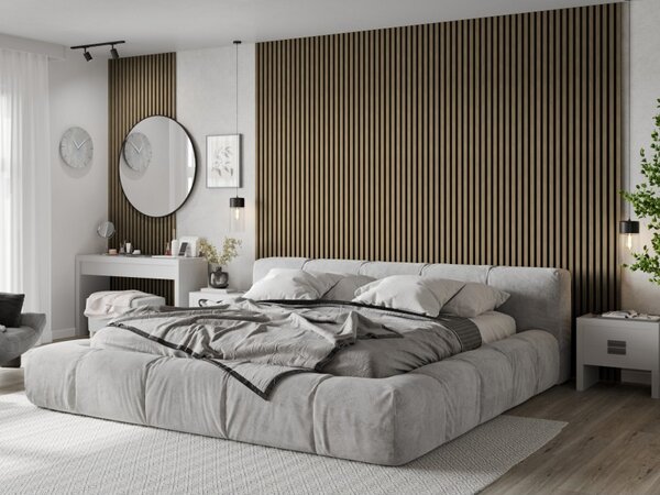 Mexen Lam-F, akustické stěnové lamely 275 × 30 cm, plstěný podklad 8 mm, technická dýha, ořech lněný, S105-275307-3015-015