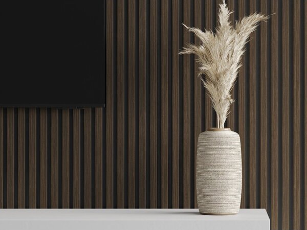 Mexen Lam-B, akustické stěnové lamely 275 × 30 cm, HDF deska 4 mm, technická dýha, ořech pálený, S100-275307-3015-024