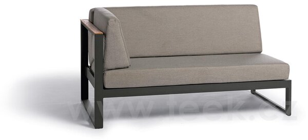 Diphano Hliníkový pravostranný modulový díl Landscape Teak, Diphano, 150x80x78 cm, rám hliník barva šedočerná (lava) a teak, polstrování venkovní tkanina barva hnědá (melé)