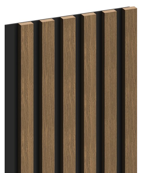 Mexen Lam-B, akustické stěnové lamely 275 × 30 cm, HDF deska 4 mm, technická dýha, ořech přírodní, S100-275307-3015-016