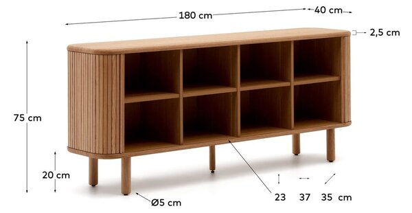 Komoda v dekoru jasanu s posuvnými dveřmi v přírodní barvě 180x75,5x40 cm Mailen – Kave Home