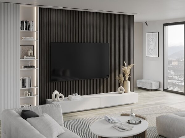 Mexen Lam-B, akustické stěnové lamely 275 × 30 cm, HDF deska 4 mm, technická dýha, ořech stříbřitý, S100-275307-3015-009