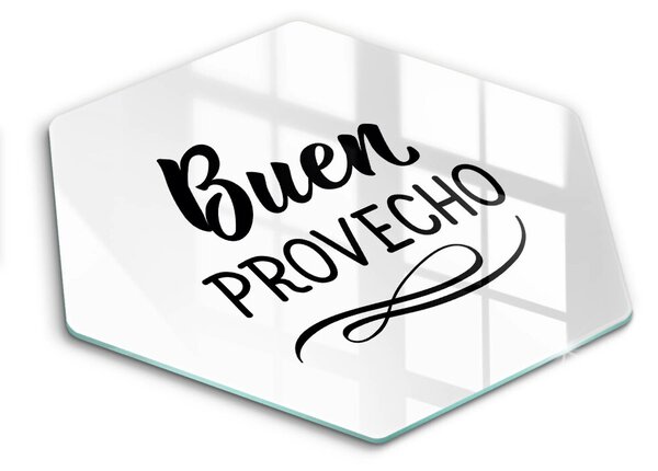Skleněná deska do kuchyně Nápis buen provecho