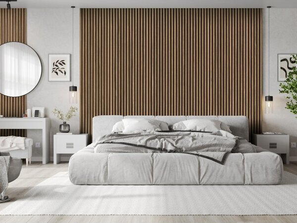 Mexen Lam-B, akustické stěnové lamely 275 × 30 cm, HDF deska 4 mm, technická dýha, ořech světlý, S100-275307-3015-017