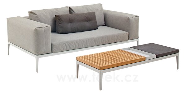 Gloster Dvoumístná pohovka Grid, Gloster, 206x103x85 cm, rám hliník barva meteor, sedáky kat. B barva dle vzorníku