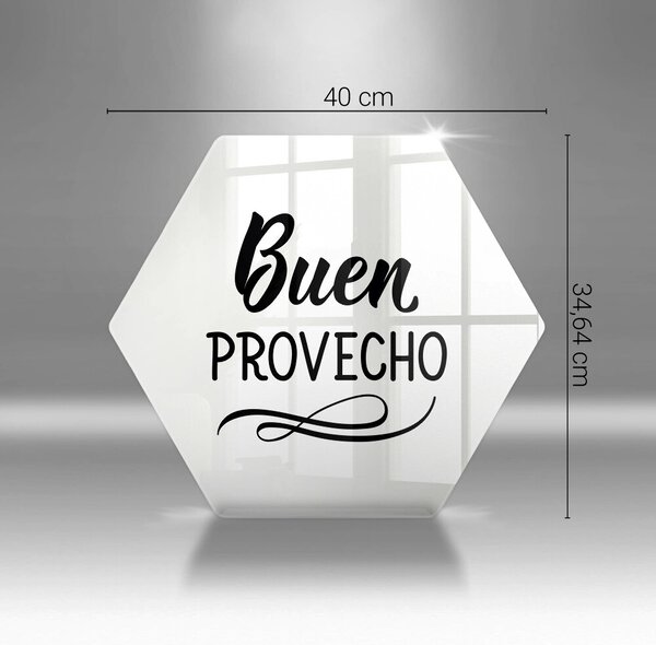 Skleněná deska do kuchyně Nápis buen provecho