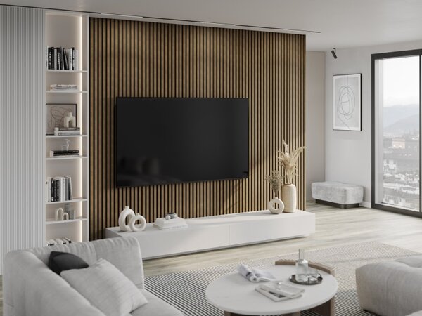 Mexen Lam-B, akustické stěnové lamely 275 × 30 cm, HDF deska 4 mm, technická dýha, ořech přírodní, S100-275307-3015-016