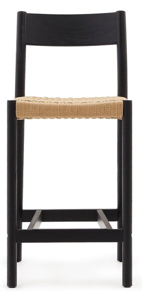 Černá/v přírodní barvě barová židle z dubového dřeva (výška sedáku 65 cm) Yalia – Kave Home