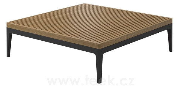 Gloster Hliníkový konferenční stolek Grid, Gloster, čtvercový 103x103x30 cm, rám hliník barva java, deska teak