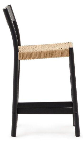 Černá/v přírodní barvě barová židle z dubového dřeva (výška sedáku 65 cm) Yalia – Kave Home