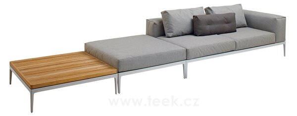 Gloster Hliníkový konferenční stolek Grid, Gloster, čtvercový 103x103x30 cm, rám hliník barva java, deska teak