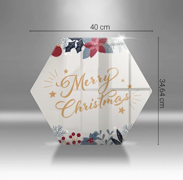 Skleněná deska do kuchyně Merry christmas nápis