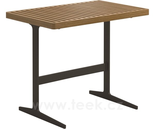 Gloster Hliníkový odkládací boční stolek vyšší Grid, Gloster, obdélníkový 50x80x67 cm, rám hliník barva meteor, deska teak